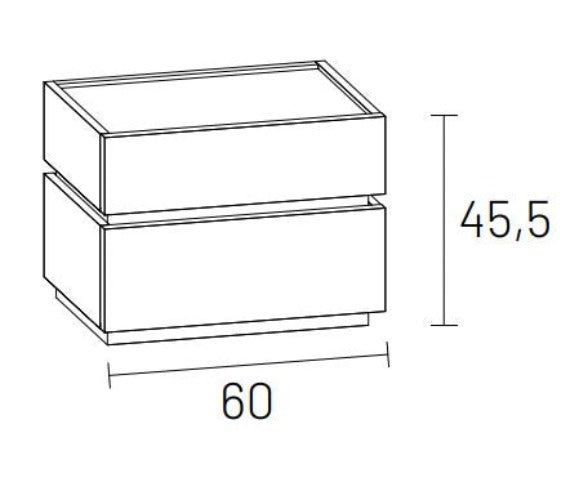 Super 2 drawer bedside cabinet with inserts by Dall'Agnese