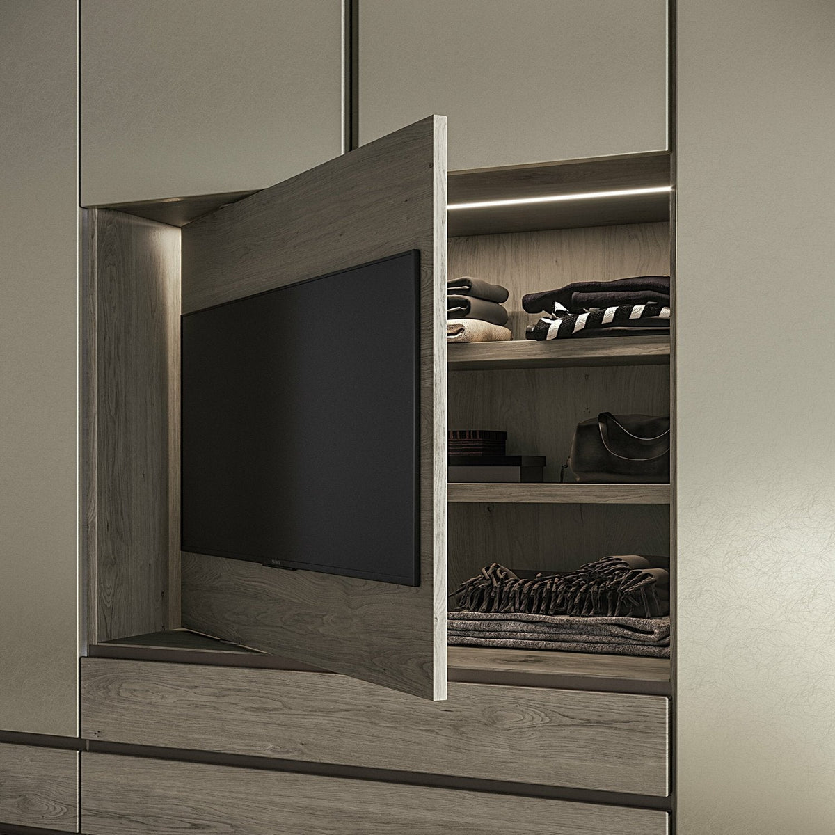 Emotion Up Wardrobe with Tecno Hinged Metal Effect Doors