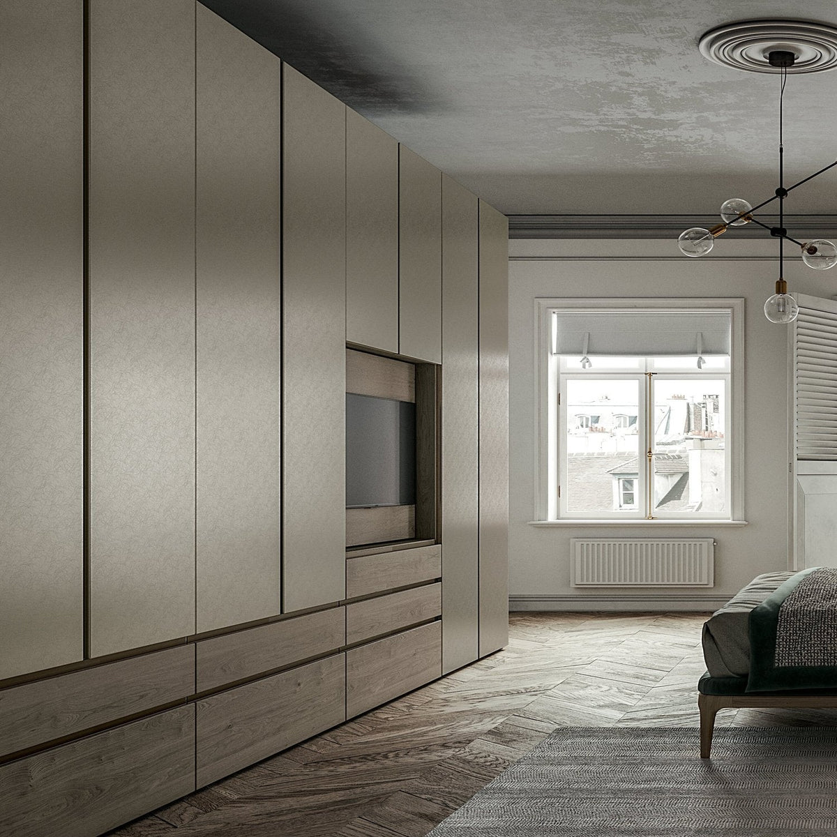 Emotion Up Wardrobe with Tecno Hinged Metal Effect Doors
