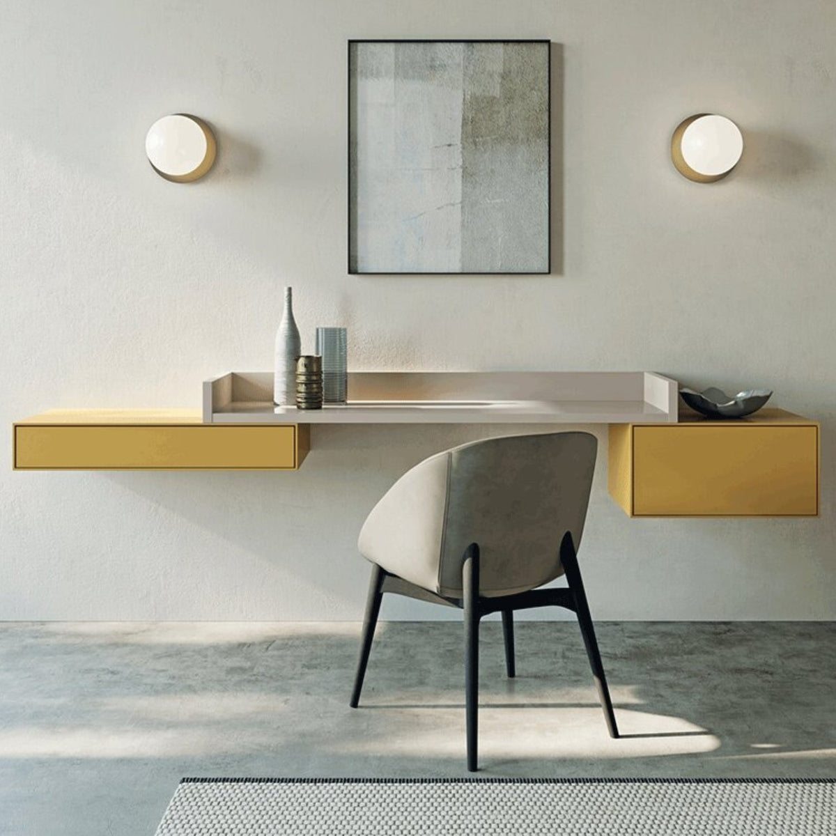 Modula Composition ST1 Suspended Desk with Drawers