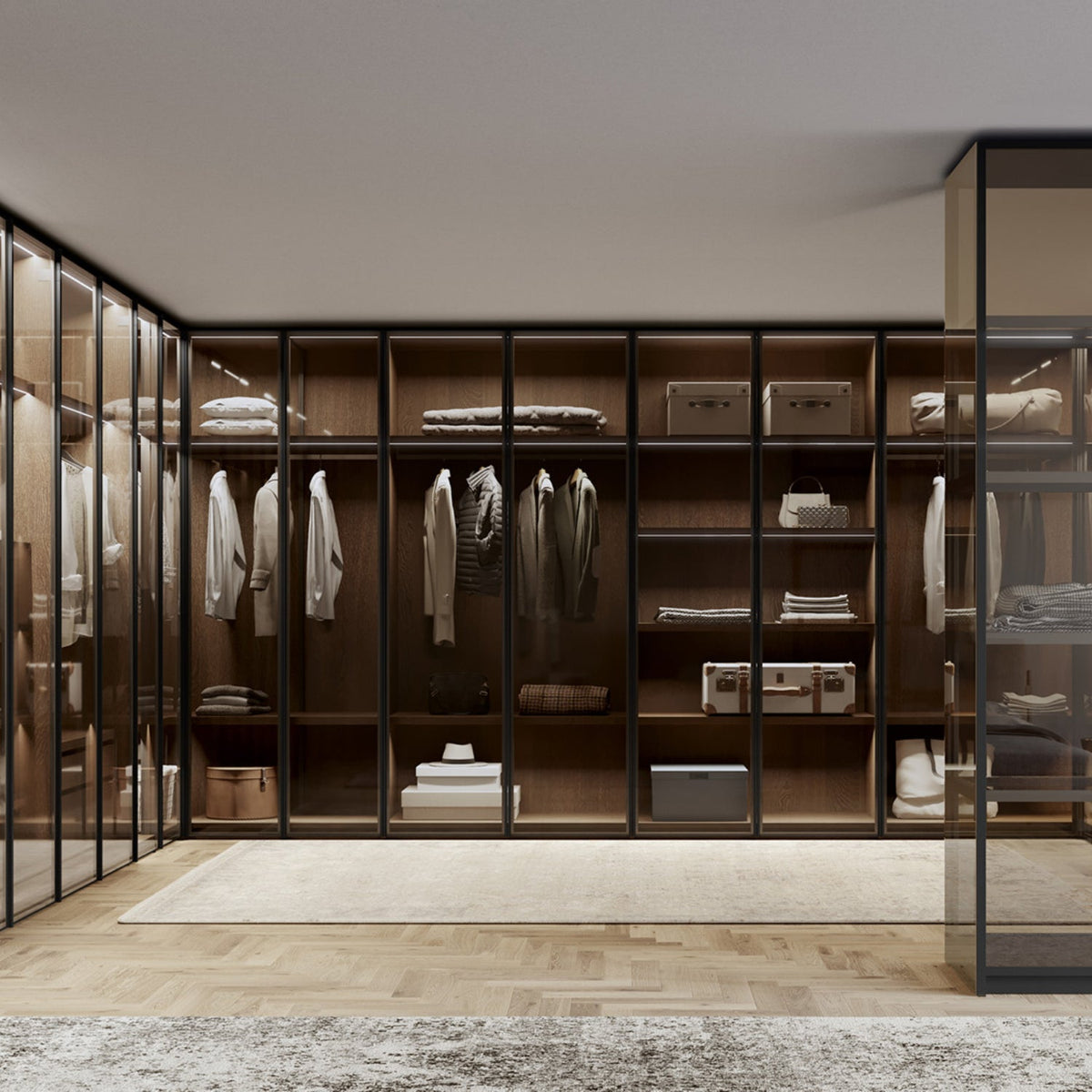 Emotion Up Wardrobe with Glass Up Hinged Doors