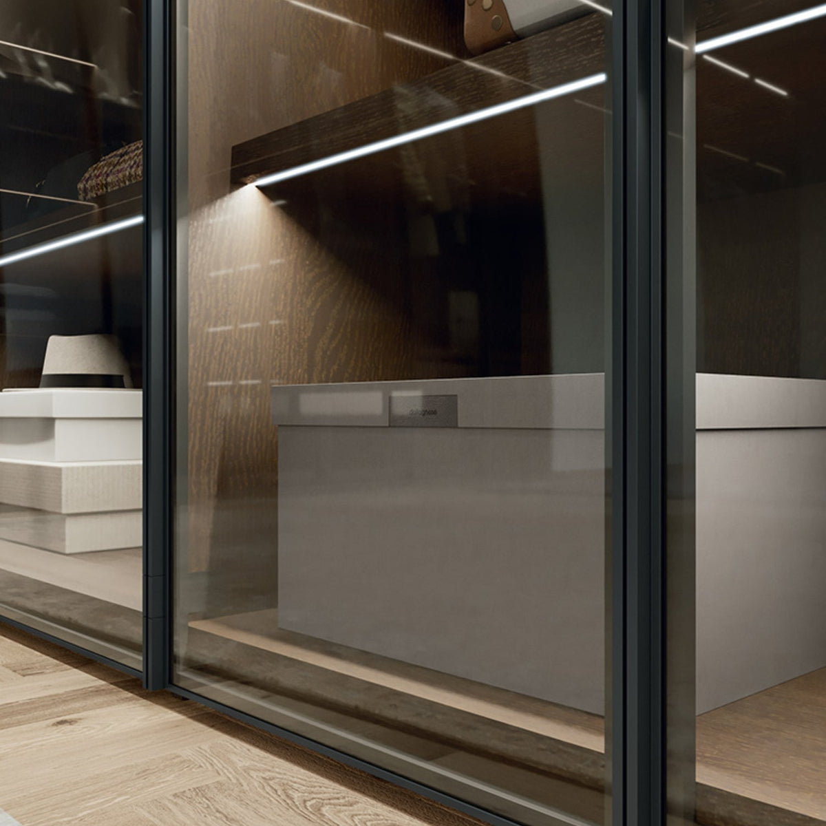 Emotion Up Wardrobe with Glass Up Hinged Doors