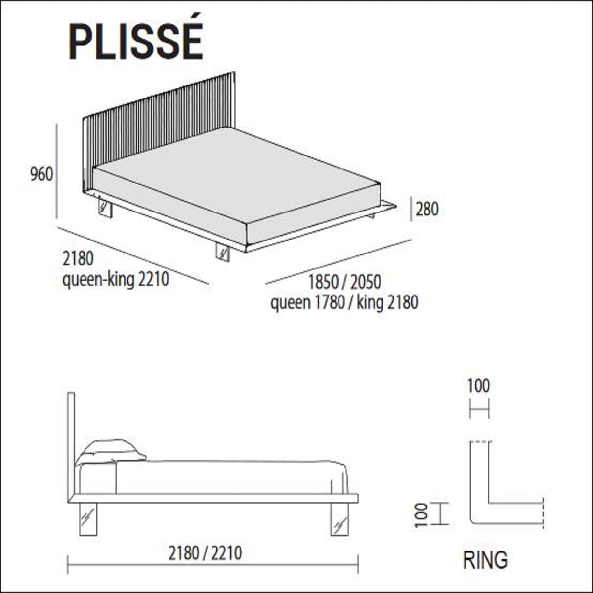 Plisse' Upholstered Double Bed in Lima 31 by Dall'Agnese