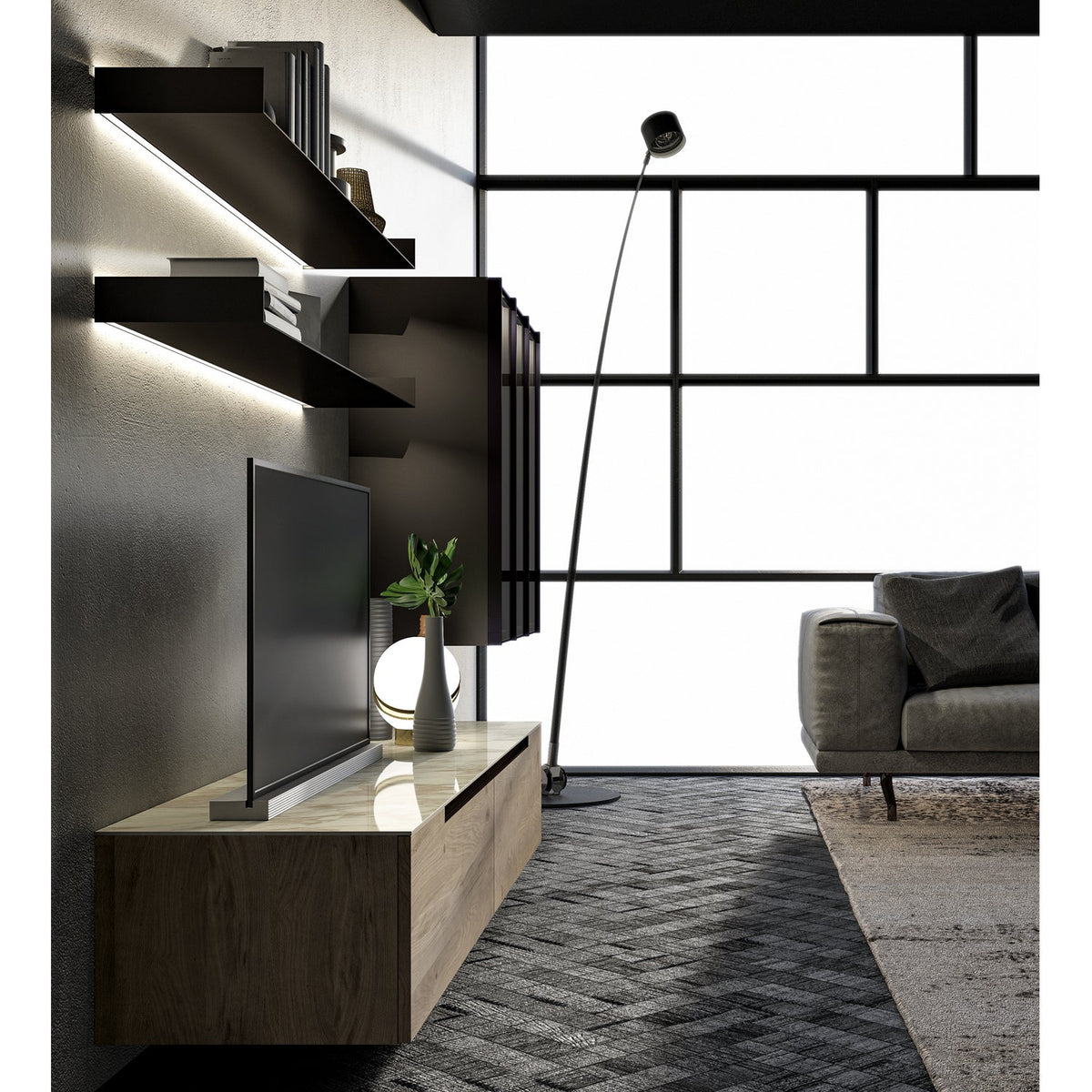 Slim Up 07 Composition TV Media Unit by Dall'Agnese