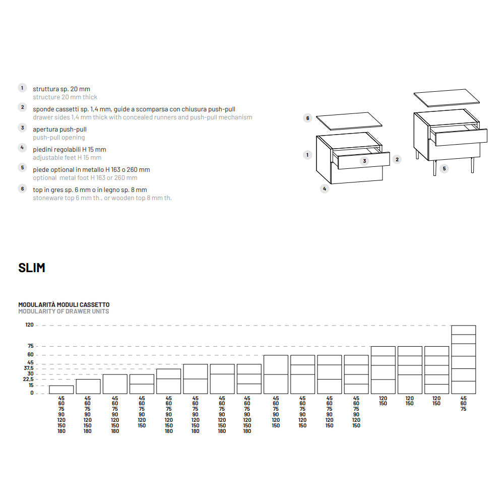 Slim Chest of Drawers By Dall'Agnese