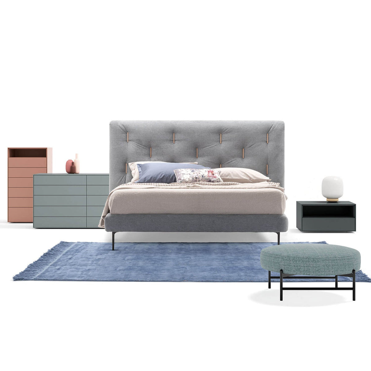 Bars Capitonne Headboard Bed