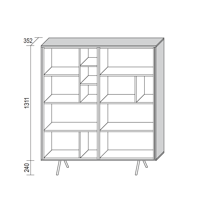 Code 10 display cabinet with bookshelves by Dall'Agnese