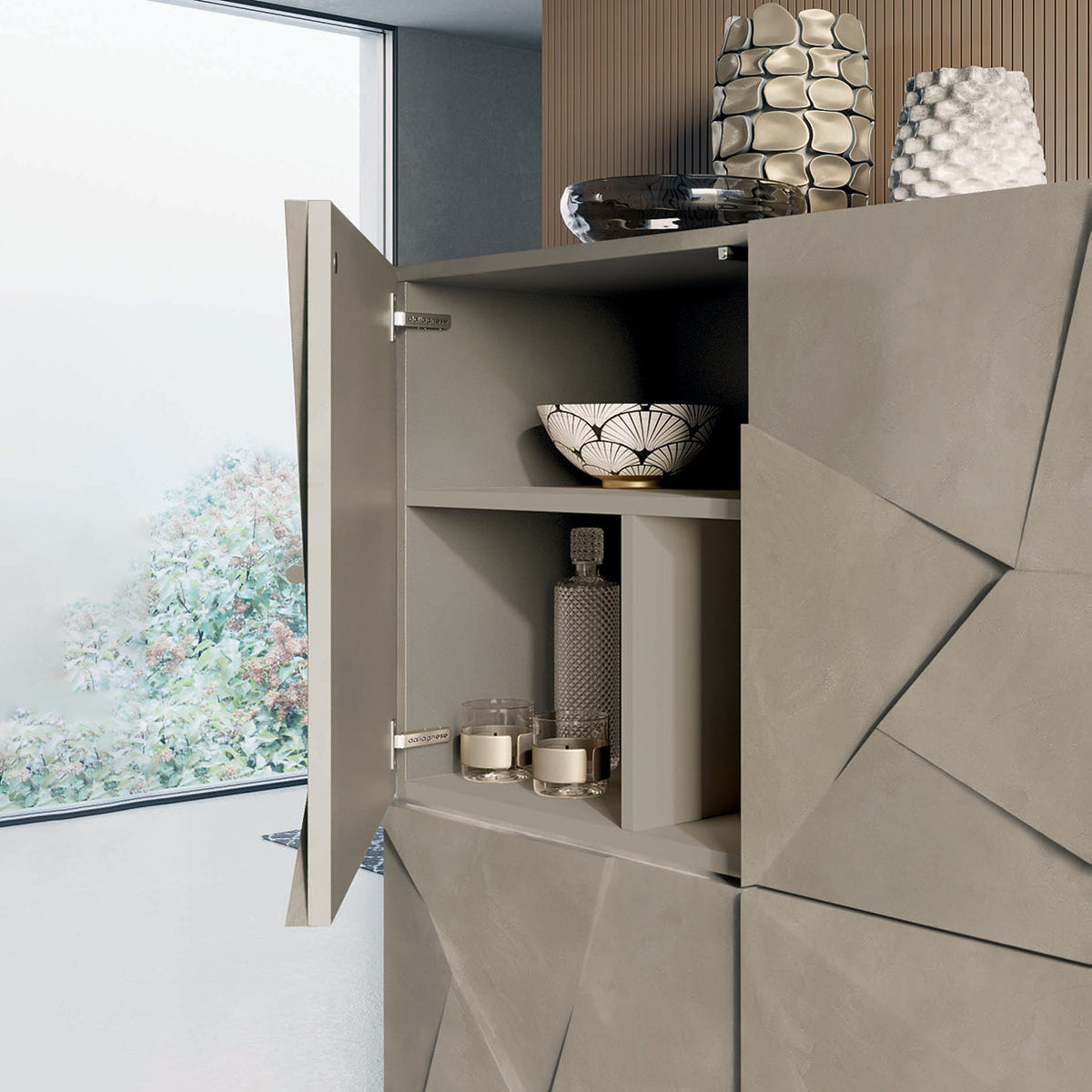 Concrete resin 4 door sideboard by Dall'Agnese