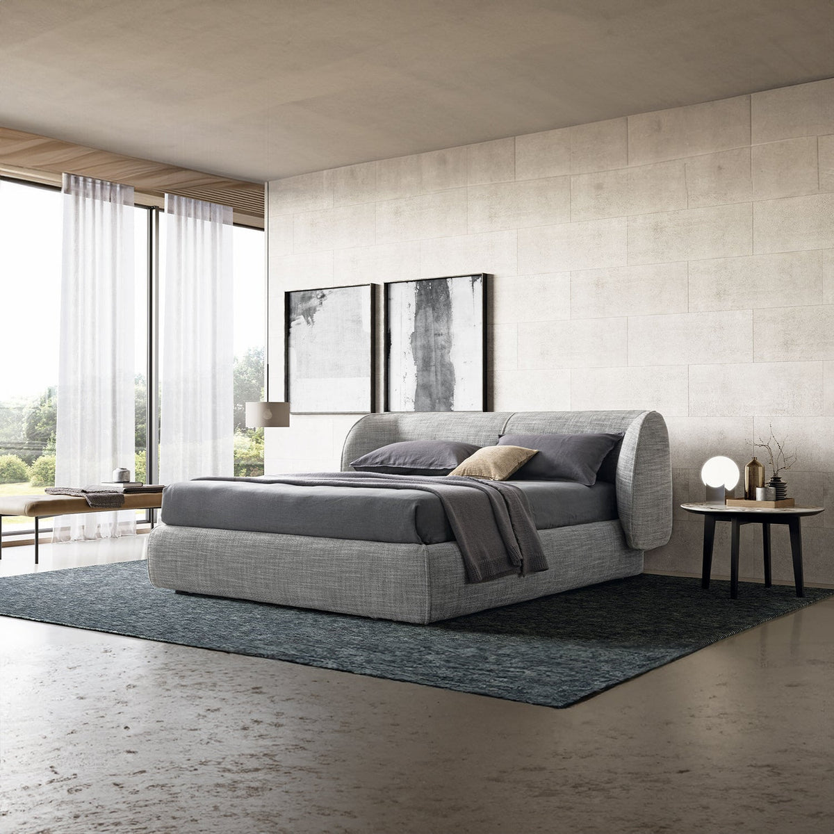 Inemuri Comfortable Upholstered Headboard Bed
