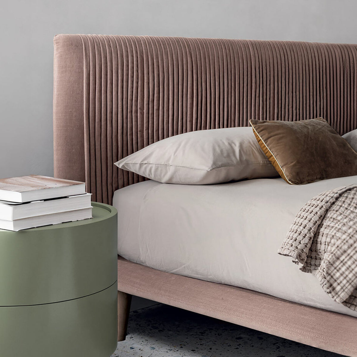 Plisse Pleated Headboard Bed