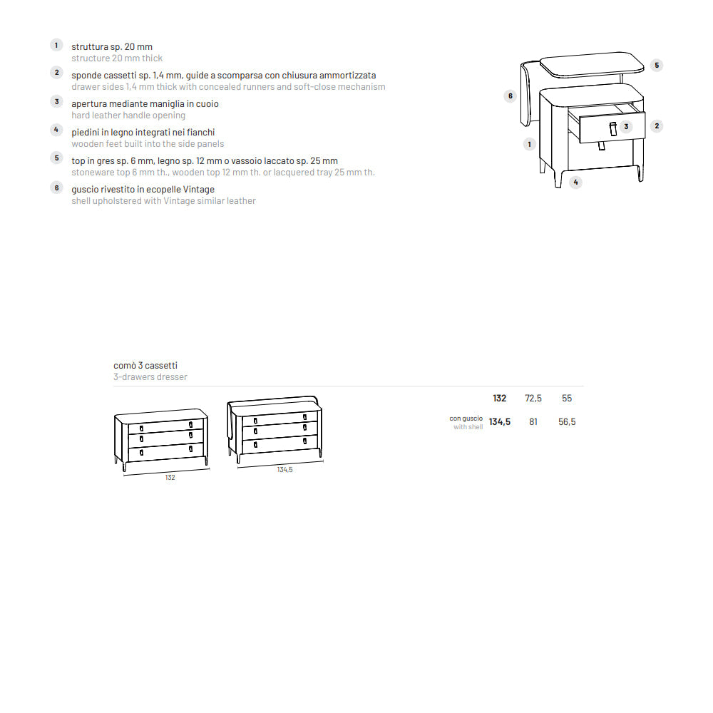 Settanta Collection Dresser 3 Drawers by Dall'Agnese