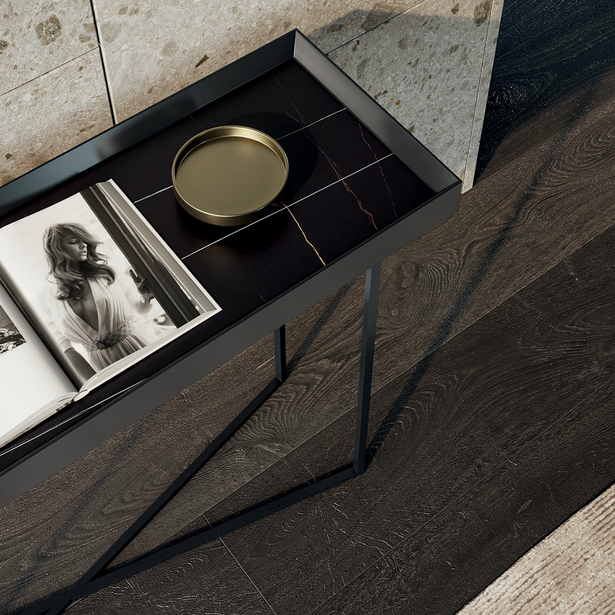 Slash open console side table by Dall'Agnese