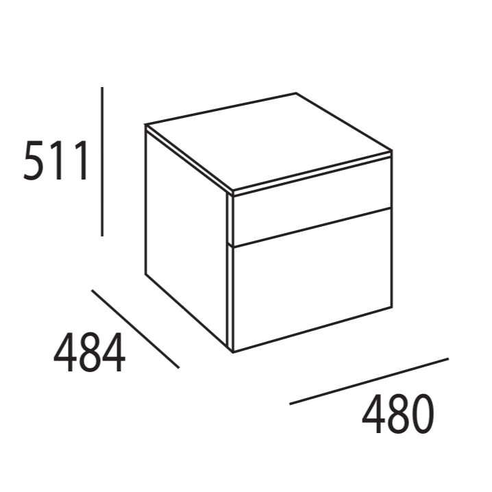 Slim 2 drawer high bedside cabinet by Dall'Agnese