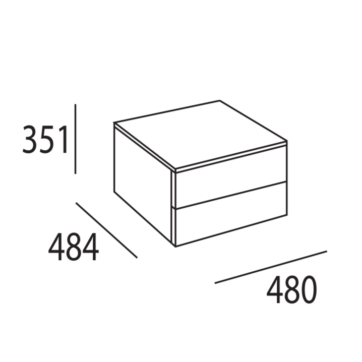 Slim 2 drawer low bedside cabinet by Dall'Agnese