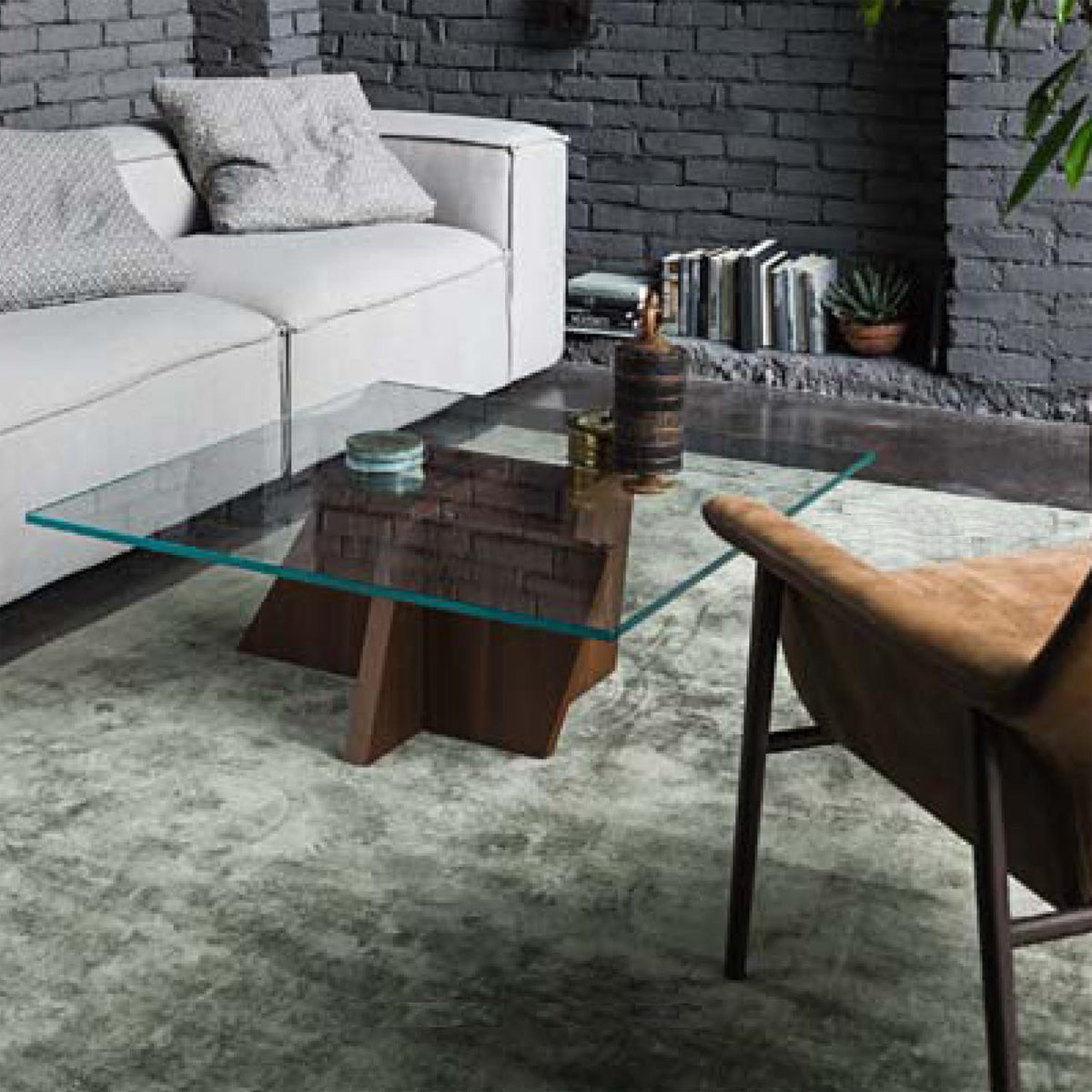 Stripe wooden staggered base coffee table by Dall'Agnese