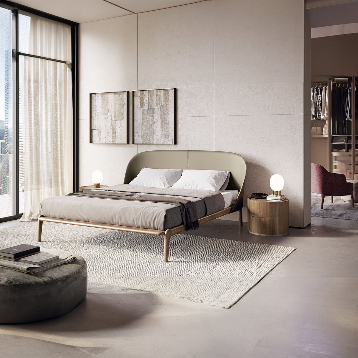 Tamago Wooden Frame Double Bed