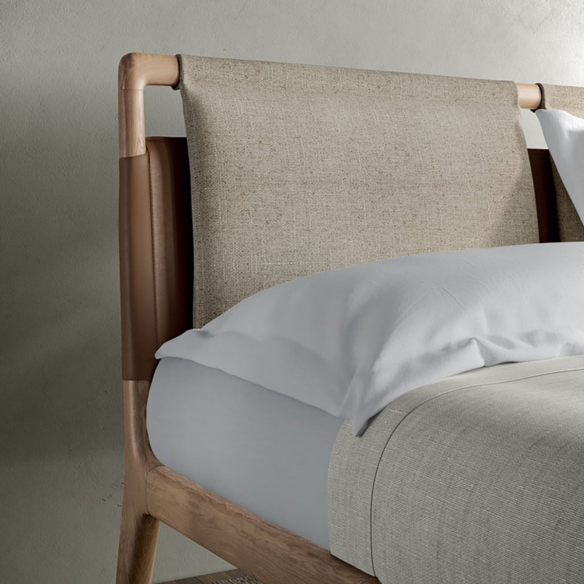 Tepu Headboard Bed with Hanging Pillows