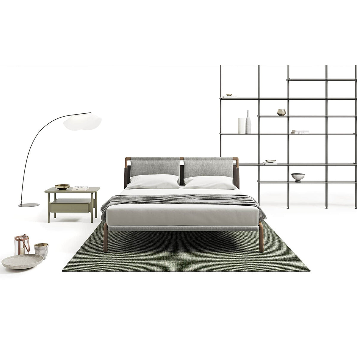Tepu Headboard Bed with Hanging Pillows